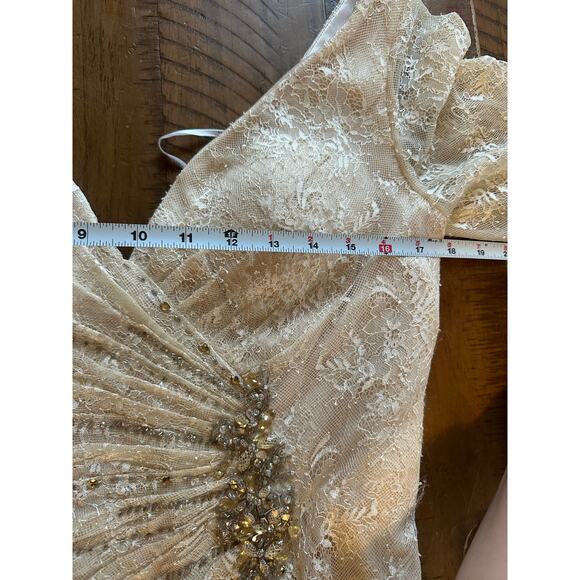 Montage by Mon Cheri Champagne Wedding Gown Mother of the Bride 14 Lace Cream - Picture 13 of 16